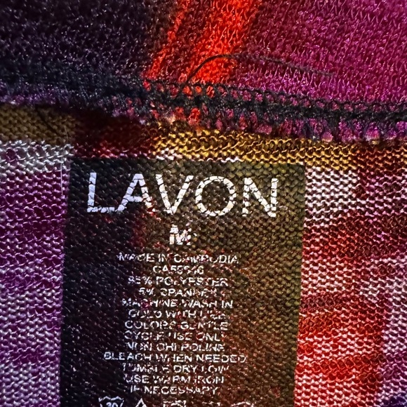 Lavon Purple and Red Abstract 3-4 Sleeve Top - Picture 3 of 3